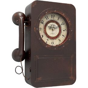 Abdurey Retro Calendar Wall Clock with Hidden Safe., Battery Operated Quartz Metal Wall Clocks, Large Rectangular Vintage Decor Clocks, for Farmhouse, Living Room (15" H x 11" W x 3.6" D)