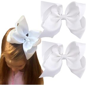 8 Inch (20CM) Hair Bows Clips,2 PCS Yellow Bows Big Hair Bows for Girls Toddler Boutique Grosgrain Ribbon Big Large Bows Alligator Clips Kids Hair Accessories (Yellow) in Kuwait