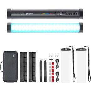 غودوكس مجموعة مصابيح LED TL30 RGB مكونة من مصباحين CRI 97 TLCI 99 لون دقيق، وضع RGB CCT HSI 2700-6500 كلفن قابل للتعديل، تأثير ضوء 13 اف اكس، دعم التحكم عن طريق التطبيق، سطوع قابل للتعديل، تصميم in Saudi Arabia