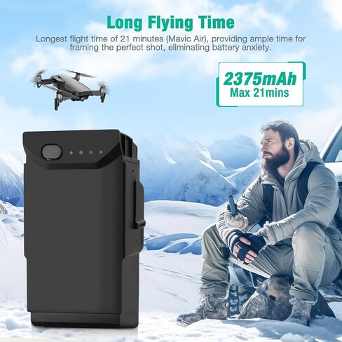 بطارية FirstPower Mavic Air بقدرة 2375 مللي أمبير في الساعة، بطارية طيران ذكية متوافقة مع طائرة DJI Mavic Air Drone، أقصى زمن طيران يصل إلى 21 دقيقة in Kuwait