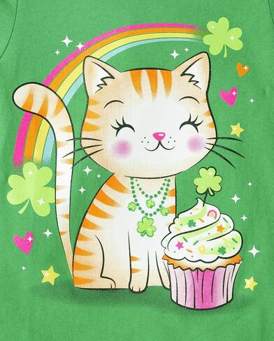 تي شيرت برسومات بأكمام قصيرة للفتيات الصغيرات من The Children's Place، St Pats Cupcake in Kuwait