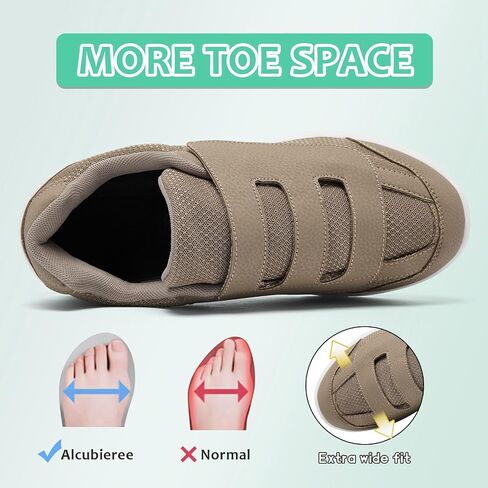 alcubieree Diabetic Shoes for Men Extra Wide Width Slip with Adjustable Closure for Swollen Feet Edema Lightweight Breathable Walking Sneakers in Kuwait