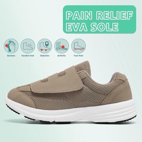 alcubieree Diabetic Shoes for Men Extra Wide Width Slip with Adjustable Closure for Swollen Feet Edema Lightweight Breathable Walking Sneakers in Kuwait