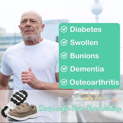 alcubieree Diabetic Shoes for Men Extra Wide Width Slip with Adjustable Closure for Swollen Feet Edema Lightweight Breathable Walking Sneakers in Kuwait
