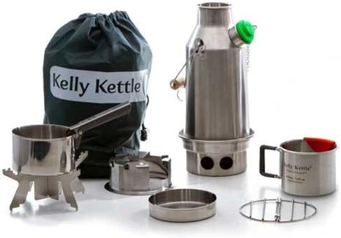 Kelly Kettle Trekker Kettle & Kit – 20oz Small Stainless Steel Camp Kettle, Lightweight Camping Kettle with Whistle, Kelly Kettle Stove for Fishing, Hunting, Hiking, Survival Gear in Kuwait