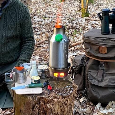 Kelly Kettle Trekker Kettle & Kit – 20oz Small Stainless Steel Camp Kettle, Lightweight Camping Kettle with Whistle, Kelly Kettle Stove for Fishing, Hunting, Hiking, Survival Gear in Kuwait
