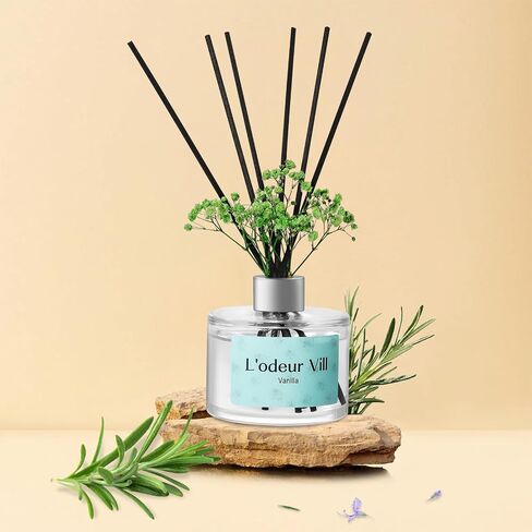 L'odeur Vill Reed Diffuser Set, 6.7 oz(200ml) Bamboo Scented Diffuser with 6 Oil Diffuser Sticks, Home Fragrance Essential Oil Reed Diffuser for Home Large Rooms Bathroom Shelf Decor in Kuwait