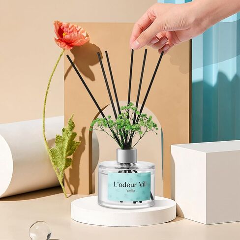 L'odeur Vill Reed Diffuser Set, 6.7 oz(200ml) Bamboo Scented Diffuser with 6 Oil Diffuser Sticks, Home Fragrance Essential Oil Reed Diffuser for Home Large Rooms Bathroom Shelf Decor in Kuwait