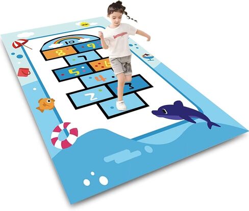سجادة لعب للأطفال من KEBEXXY Hopscotch لغرفة اللعب، سجادة تعليمية ممتعة وسجاد المنطقة، سجادة حضانة تعلم الأرقام غير قابلة للانزلاق لغرفة نوم الأطفال، هدية للفتيات والأولاد 2.6 × 4 قدم/31 × 47 بوصة in Kuwait