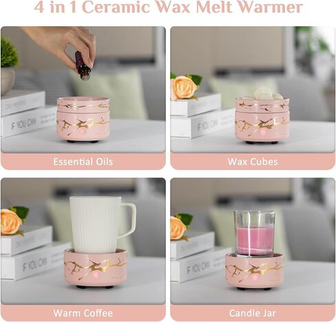 موقد تسخين الشموع الذائبة - سخان الزيوت العطرية السيراميكية، سخان كهربائي معطر، شمعة الشمع، سخان الشمع للمنزل والمكتب وغرفة النوم وغرفة المعيشة in Kuwait