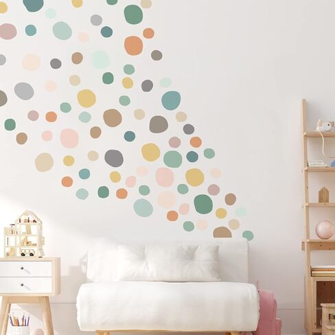 Epakh 296 Pcs Polka Dots Wall Decal Playroom Wall Decor Gifts Boho Rainbow Kids Wall Art Colorful Room Nursery Bedroom Classroom Watercolor Wall Decals Peel and Stick Modern(Light Colors) in Saudi Arabia