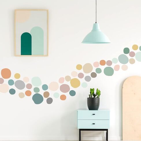 Epakh 296 Pcs Polka Dots Wall Decal Playroom Wall Decor Gifts Boho Rainbow Kids Wall Art Colorful Room Nursery Bedroom Classroom Watercolor Wall Decals Peel and Stick Modern(Light Colors) in Saudi Arabia
