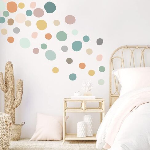 Epakh 296 Pcs Polka Dots Wall Decal Playroom Wall Decor Gifts Boho Rainbow Kids Wall Art Colorful Room Nursery Bedroom Classroom Watercolor Wall Decals Peel and Stick Modern(Light Colors) in Saudi Arabia