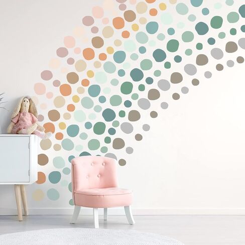 Epakh 296 Pcs Polka Dots Wall Decal Playroom Wall Decor Gifts Boho Rainbow Kids Wall Art Colorful Room Nursery Bedroom Classroom Watercolor Wall Decals Peel and Stick Modern(Light Colors) in Saudi Arabia