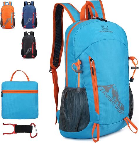 Lywencom Hiking Backpack,20L sports lightweight folding waterproof ultra-light backpack suitable for outdoor camping picnic (black) in Kuwait