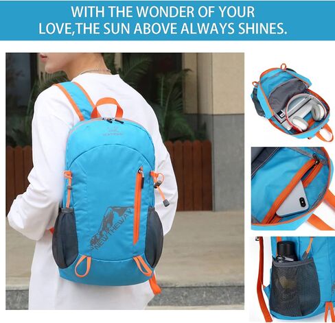 Lywencom Hiking Backpack,20L sports lightweight folding waterproof ultra-light backpack suitable for outdoor camping picnic (black) in Kuwait