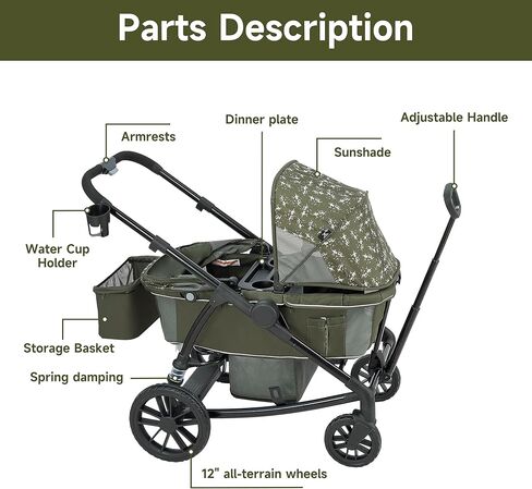 Pamo Babe All-Terrain Wagon Stroller Tandem Stroller (Brown) in Kuwait