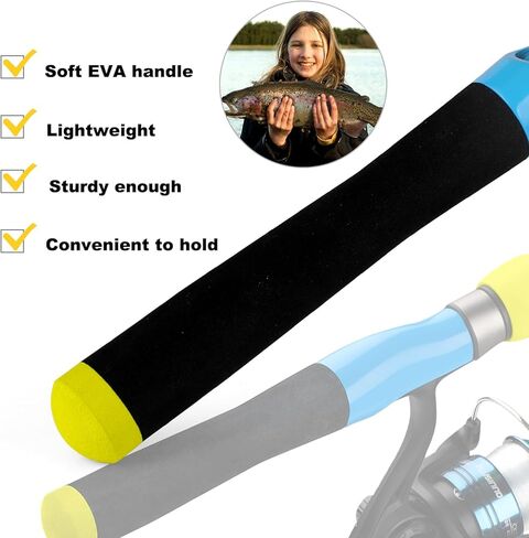 عمود صيد السمك للأطفال من PLUSINNO - مجموعة أدوات كومبو لصنارة الصيد للأطفال - مع صندوق معالجة، قابس تدريب، دليل للمبتدئين وحقيبة سفر للأولاد والبنات والشباب in Kuwait