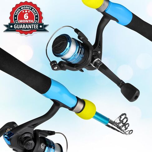 عمود صيد السمك للأطفال من PLUSINNO - مجموعة أدوات كومبو لصنارة الصيد للأطفال - مع صندوق معالجة، قابس تدريب، دليل للمبتدئين وحقيبة سفر للأولاد والبنات والشباب in Kuwait