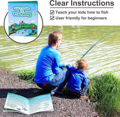 عمود صيد السمك للأطفال من PLUSINNO - مجموعة أدوات كومبو لصنارة الصيد للأطفال - مع صندوق معالجة، قابس تدريب، دليل للمبتدئين وحقيبة سفر للأولاد والبنات والشباب in Kuwait