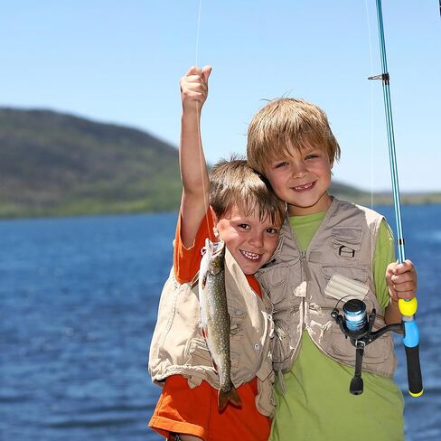 عمود صيد السمك للأطفال من PLUSINNO - مجموعة أدوات كومبو لصنارة الصيد للأطفال - مع صندوق معالجة، قابس تدريب، دليل للمبتدئين وحقيبة سفر للأولاد والبنات والشباب in Kuwait