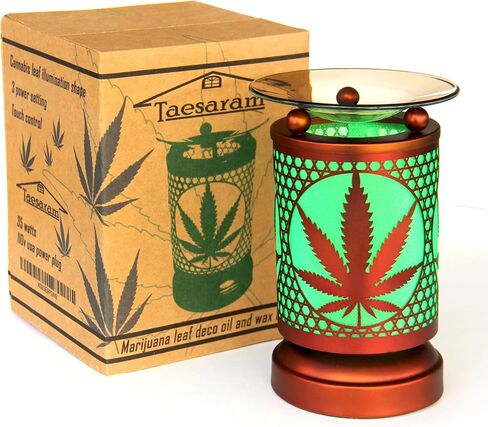 TAESARAM الماريجوانا مصباح عطري كهربائي لموقد التارت بالزيت أو الشمع يذوب مصباح العلاج بالرائحة الأكثر دفئًا مصباح الماريجوانا.... (بلاستيك (تقليد الخشب)) in Saudi Arabia