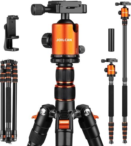 80/85 inches Heavy Duty Tripod for Camera Phone, 85" Camera Tripod Monopod | Tripod Stand for DSLR Binoculars Spotting Scope Camcorders Video, 360 Degree Ball Head, 35 lbs Loads in Kuwait