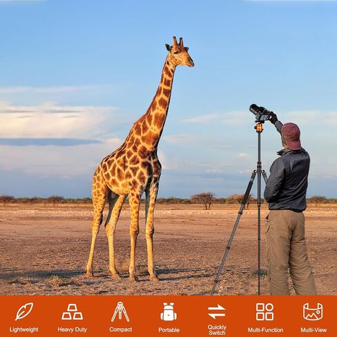 80/85 inches Heavy Duty Tripod for Camera Phone, 85" Camera Tripod Monopod | Tripod Stand for DSLR Binoculars Spotting Scope Camcorders Video, 360 Degree Ball Head, 35 lbs Loads in Kuwait