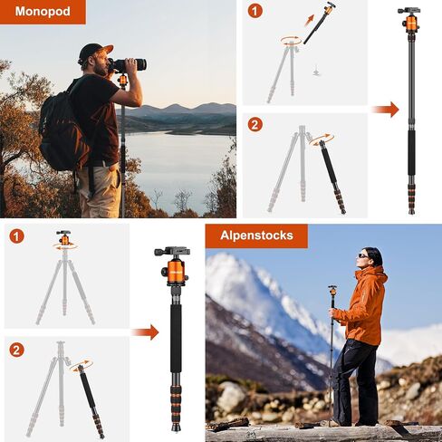 80/85 inches Heavy Duty Tripod for Camera Phone, 85" Camera Tripod Monopod | Tripod Stand for DSLR Binoculars Spotting Scope Camcorders Video, 360 Degree Ball Head, 35 lbs Loads in Kuwait
