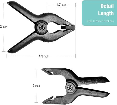 Julius Studio 10pack Photography Backdrop Support Spring Clamp, Heavy Duty 4.3" Clip for Background Muslin, Canvas, Paper, Chromakey Screen, JSAG592 in Kuwait