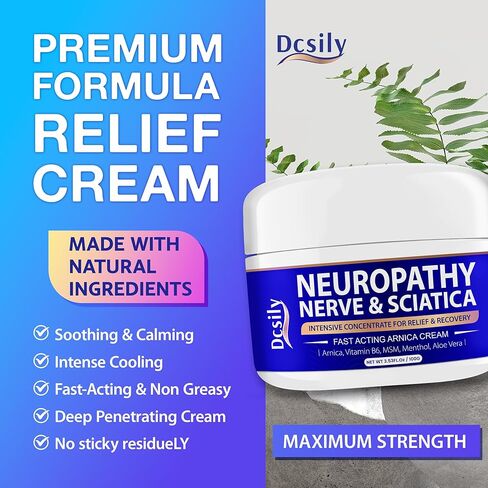 Neuropathy Nerve Relief Cream, Arnica Cream Neuropathy Cream For Nerve & Sciatica, Arnica Gel for Nerves, Hands, Feet, Legs, Back, Neck - Neuropathy Cream With Arnica, Vitamin B6, MSM, Menthol, Aloe in Kuwait
