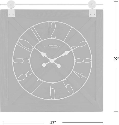 FirsTime & Co. Black Farmstead Barn Door Wall Clock for Home Office, Kitchen, Living Room, Bedroom, Square, Wood and Metal, Farmhouse Decor, 29 x 27 inches in Kuwait
