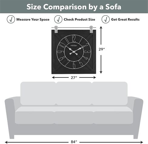 FirsTime & Co. Black Farmstead Barn Door Wall Clock for Home Office, Kitchen, Living Room, Bedroom, Square, Wood and Metal, Farmhouse Decor, 29 x 27 inches in Kuwait