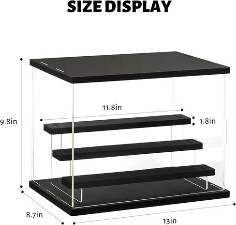 NOZE 12 x 9 Inch Black Clear Display Case with Light, Acrylic Cube Storage Box for Minifigures, Collectibles, Dustproof Protection Storage & Organize in Kuwait