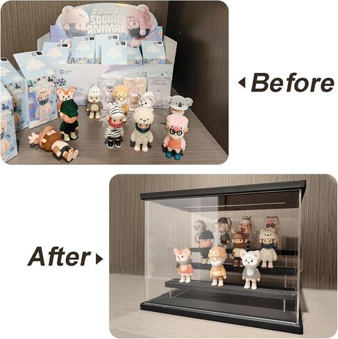 NOZE 12 x 9 Inch Black Clear Display Case with Light, Acrylic Cube Storage Box for Minifigures, Collectibles, Dustproof Protection Storage & Organize in Kuwait