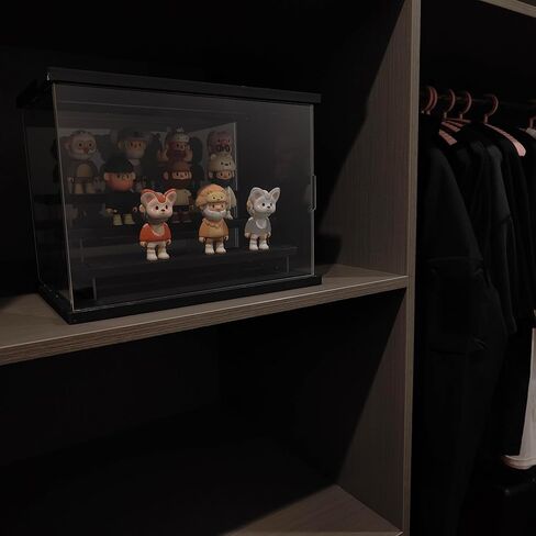 NOZE 12 x 9 Inch Black Clear Display Case with Light, Acrylic Cube Storage Box for Minifigures, Collectibles, Dustproof Protection Storage & Organize in Kuwait