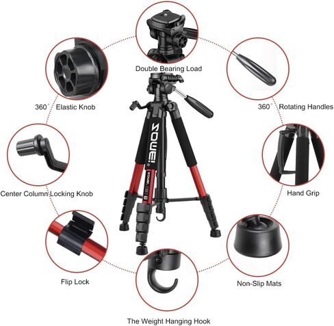 74 Inch Heavy Duty Tripod Stand for Cameras, Cell Phones, Projectors, Webcams, Spotting Scopes - Complete Unit for Canon, Nikon, Sony - Perfect for Phone & Camera Photography(Blue) in Kuwait