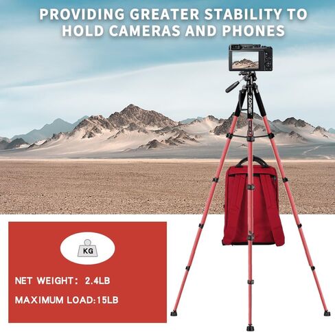 74 Inch Heavy Duty Tripod Stand for Cameras, Cell Phones, Projectors, Webcams, Spotting Scopes - Complete Unit for Canon, Nikon, Sony - Perfect for Phone & Camera Photography(Blue) in Kuwait