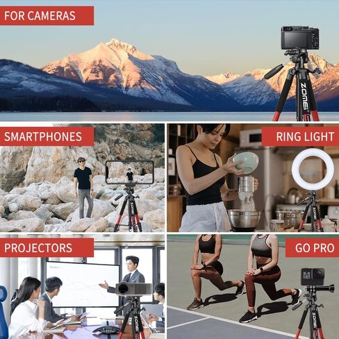 74 Inch Heavy Duty Tripod Stand for Cameras, Cell Phones, Projectors, Webcams, Spotting Scopes - Complete Unit for Canon, Nikon, Sony - Perfect for Phone & Camera Photography(Blue) in Kuwait
