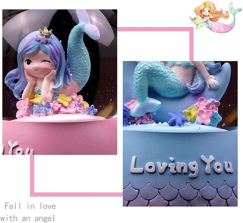 Mermaid Snow Globes for Kids,100MM Musical Snow Globes with LED Lights,Christmas Birthday Gift for Girls Age 8 9 10 11 12 in Kuwait