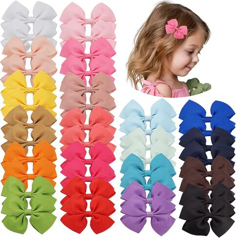 أقواس شعر CÉLLOT للفتيات، 40 قطعة من أقواس شعر ضفيرة 3.5 بوصة، مشابك شعر تمساح، إكسسوارات شعر مدرسية للفتيات الصغيرات والأطفال الصغار والمراهقين، 20 لونًا في أزواج in Kuwait