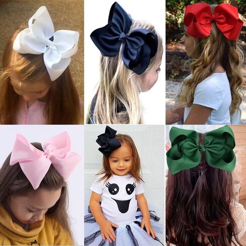 8 Inch (20CM) Hair Bows Clips,2 PCS Yellow Bows Big Hair Bows for Girls Toddler Boutique Grosgrain Ribbon Big Large Bows Alligator Clips Kids Hair Accessories (Yellow) in Kuwait
