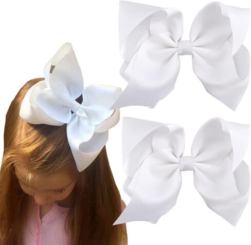 8 Inch (20CM) Hair Bows Clips,2 PCS Yellow Bows Big Hair Bows for Girls Toddler Boutique Grosgrain Ribbon Big Large Bows Alligator Clips Kids Hair Accessories (Yellow) in Kuwait