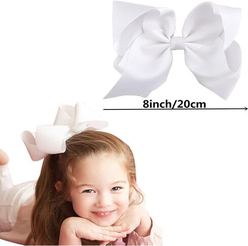 8 Inch (20CM) Hair Bows Clips,2 PCS Yellow Bows Big Hair Bows for Girls Toddler Boutique Grosgrain Ribbon Big Large Bows Alligator Clips Kids Hair Accessories (Yellow) in Kuwait
