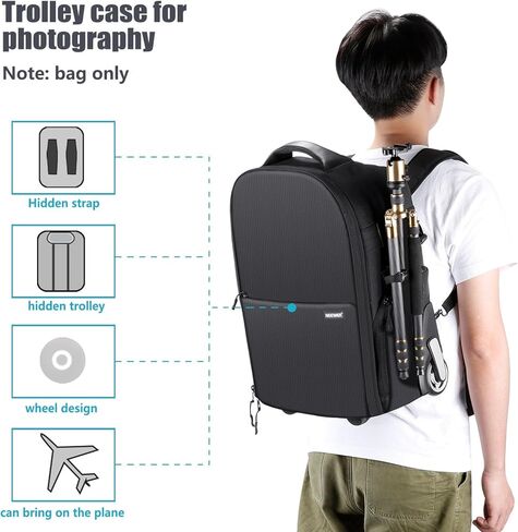 Neewer حقيبة بعجلات لاستوديو الصور والفيديو حقيبة حمل لإضاءة الكاميرا حامل مظلة Monolight فلاش LED الشعلة الخ. in Kuwait