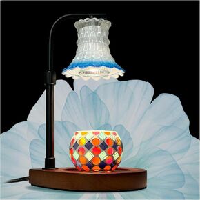 JAMZEL مصباح تدفئة الشموع مع مؤقت، مصابيح شموع كهربائية قابلة للتعتيم، مذيب شموع زجاجي لديكور المنزل كهدية للنساء، متوافق مع شمعة الجرة الصغيرة والكبيرة، يتضمن لمبتين (أسود وأزرق) in Kuwait