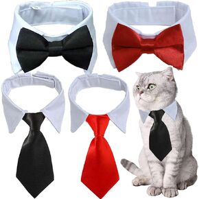 8 Pieces Pets Dog Cat Bowtie Pet Sunglasses Pet Costume Adjustable Formal Necktie Collar for Cats Small Dogs Puppy Grooming Accessories (Black/red + Glasses)