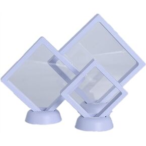 يو-ان حافظة عرض عائمة ثلاثية الابعاد من كيكيب 6 قطع، حامل عرض العملات المعدنية باطار تعليق لميداليات ايه ايه للمجوهرات ورقائق التحدي (ابيض) in Kuwait