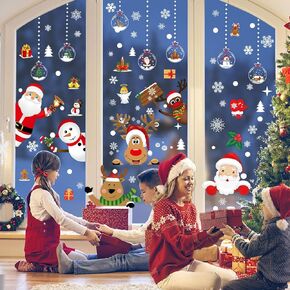 مجموعة 160 قطعة من زينة الكريسماس ورقائق الثلج وملصقات النوافذ، 8 أوراق زينة عجائب الشتاء لملصقات الكريسماس، وديكورات حفلات الكريسماس لملصق الحفلات الداخلية in Kuwait