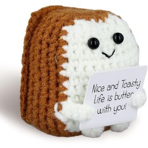 Funny Positive Toast, 2.56 Inch Knitted Emotional Toast Doll & Encouraging Support Card Wool Inspirational Positive Energy Potato Crochet Toy Cheer Up Gifts for kids Friends Party Christmas Decor in Saudi Arabia